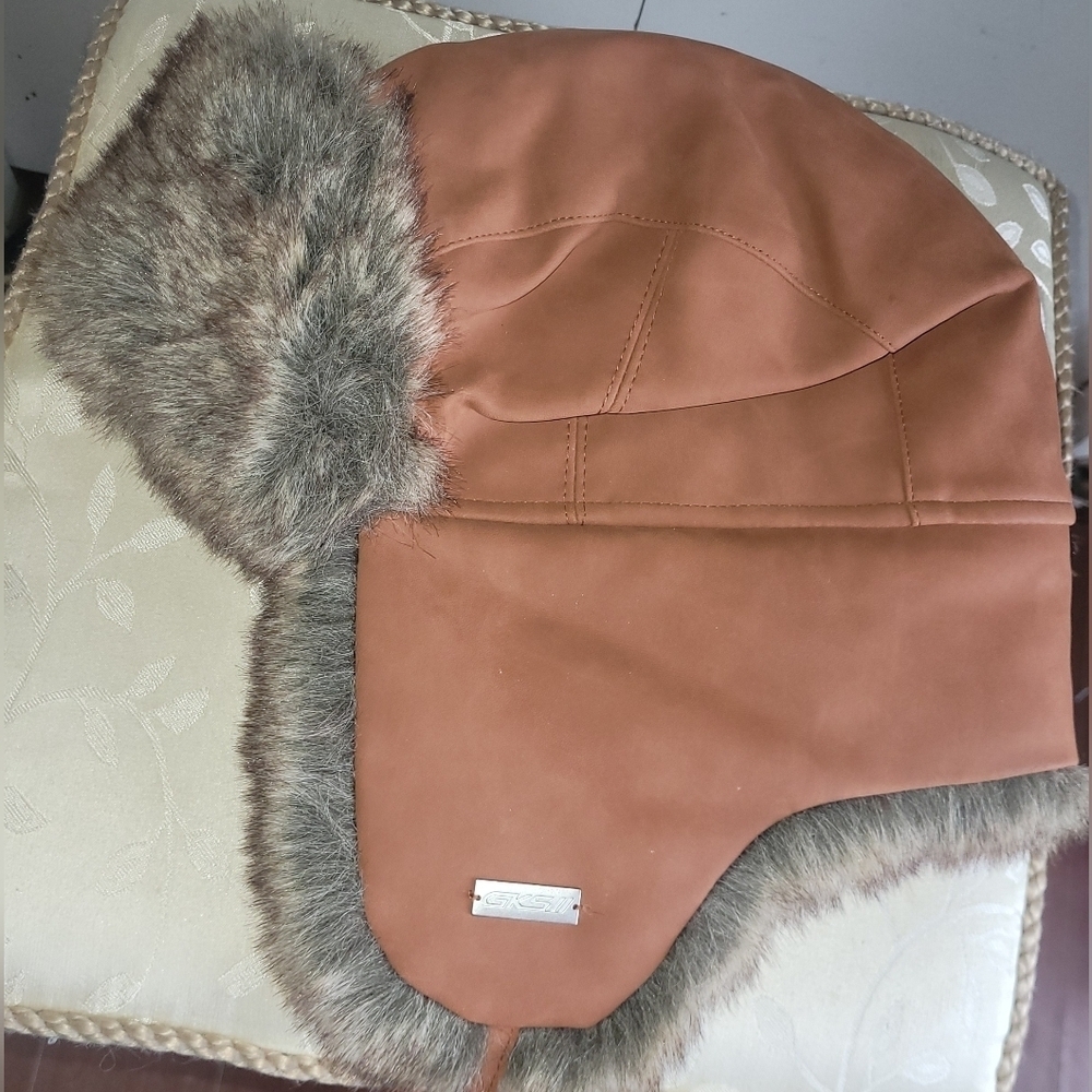 Ganka Light Brown Faux Fur Lined Trapper Hat XL